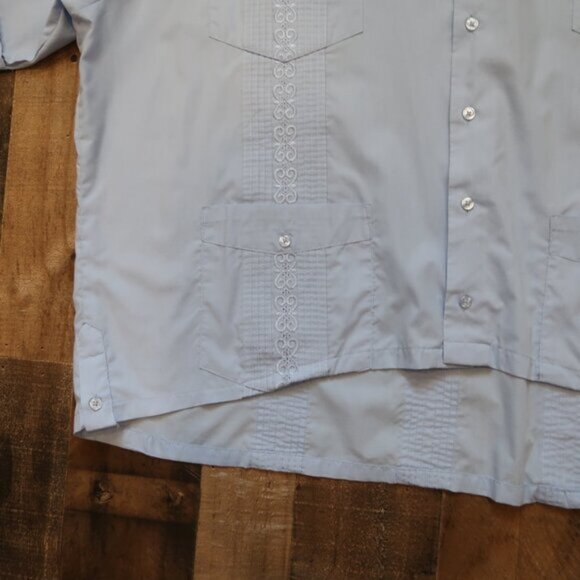 TropiCool Mens 4XL Light Blue Embroidred Button Up Hawaiian Camp Shirt - Picture 3 of 6